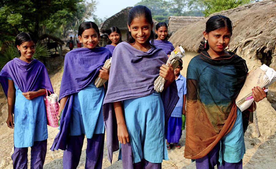 School children walking home from classes