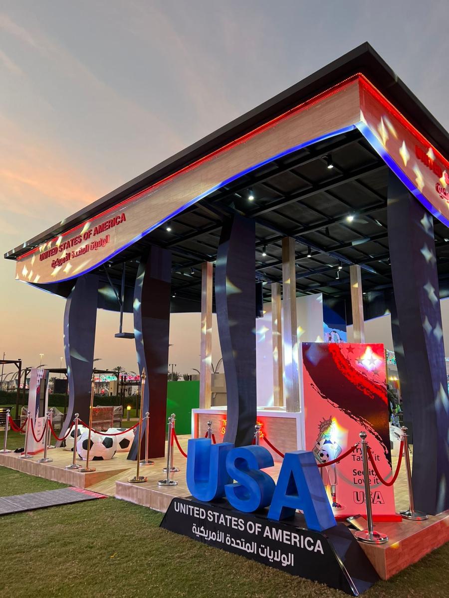 The 2022 World Cup USA Pavilion in Doha, Qatar, where between Nov. 20 – Dec. 18 it is expected to receive more than a million international visitors. 