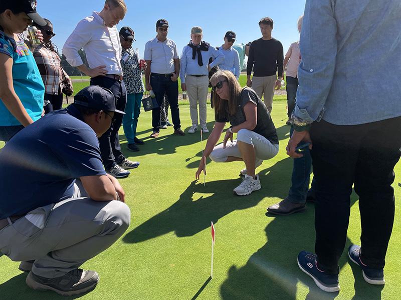 Pure Seed in Canby, Oregon, showcased their specialty grasses that they grow and ship internationally to the attachés.