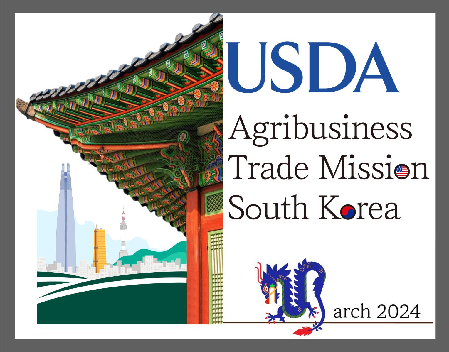 A logo that reads USDA Agribusiness Trade Mission South Korea