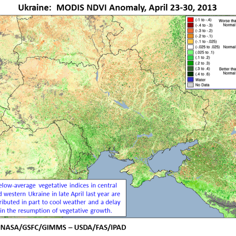 Map showing last year's conditions at this time.