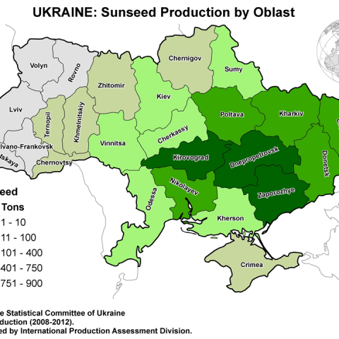 Map showing that sunflower area will remain stable at 5.6 million hectares