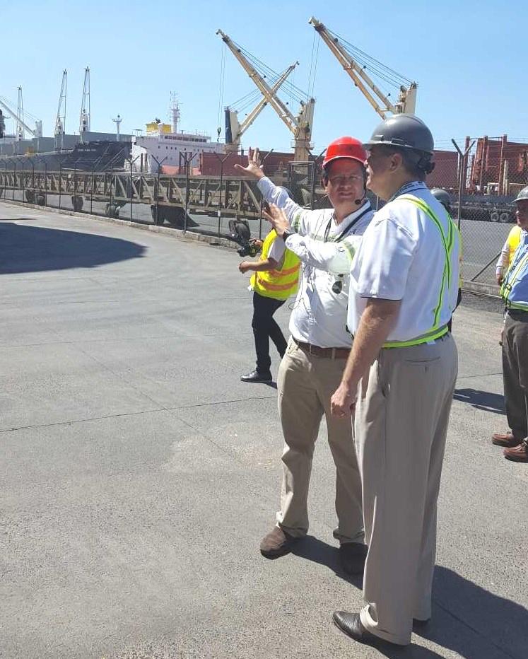 In Guatemala this week, Under Secretary for Trade and Foreign Agricultural Affairs Ted McKinney (right) toured the terminal at Port Quetzal where 60 percent of U.S. bulk grain exports to Guatemala are received. 