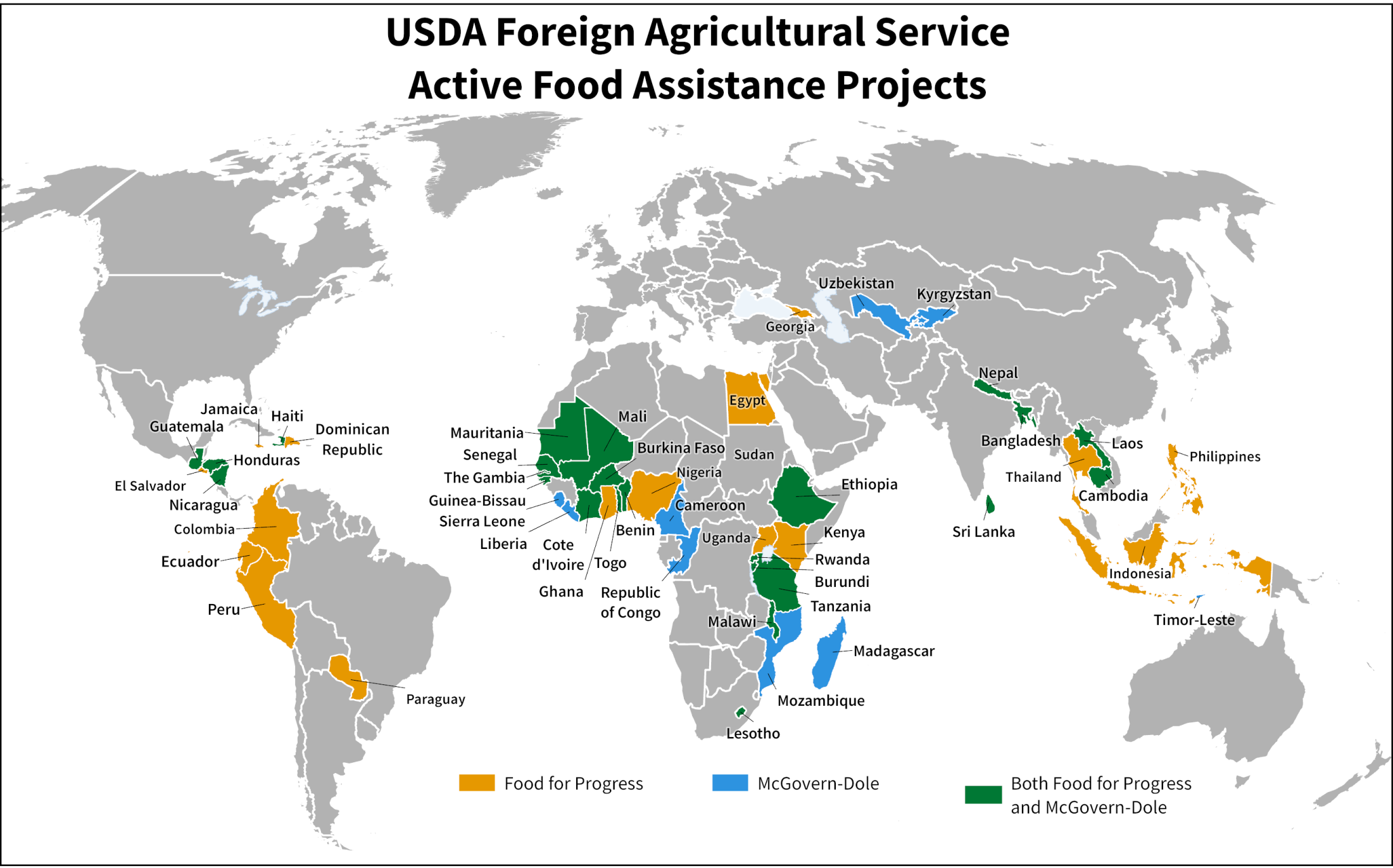 Map of USDA Active Food Assistance Projects